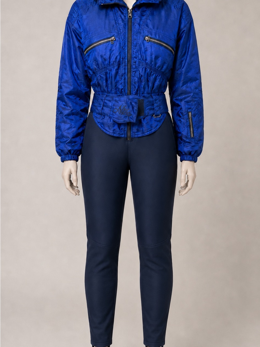 NILS Vintage One Piece Ski Suit Snowsuit Size 8 Cobalt Blue Made in USA